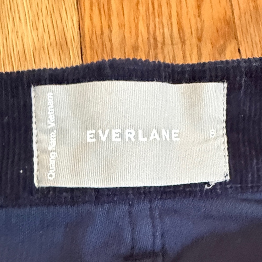 Everlane sz 8 Gardener Wide-Leg Cropped Navy Blue Corduroy Pants great cond - Picture 4 of 7